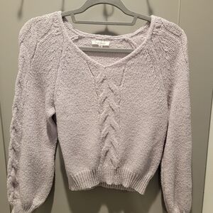 Cloud Chaser Light Purple Cable Knit Sweater